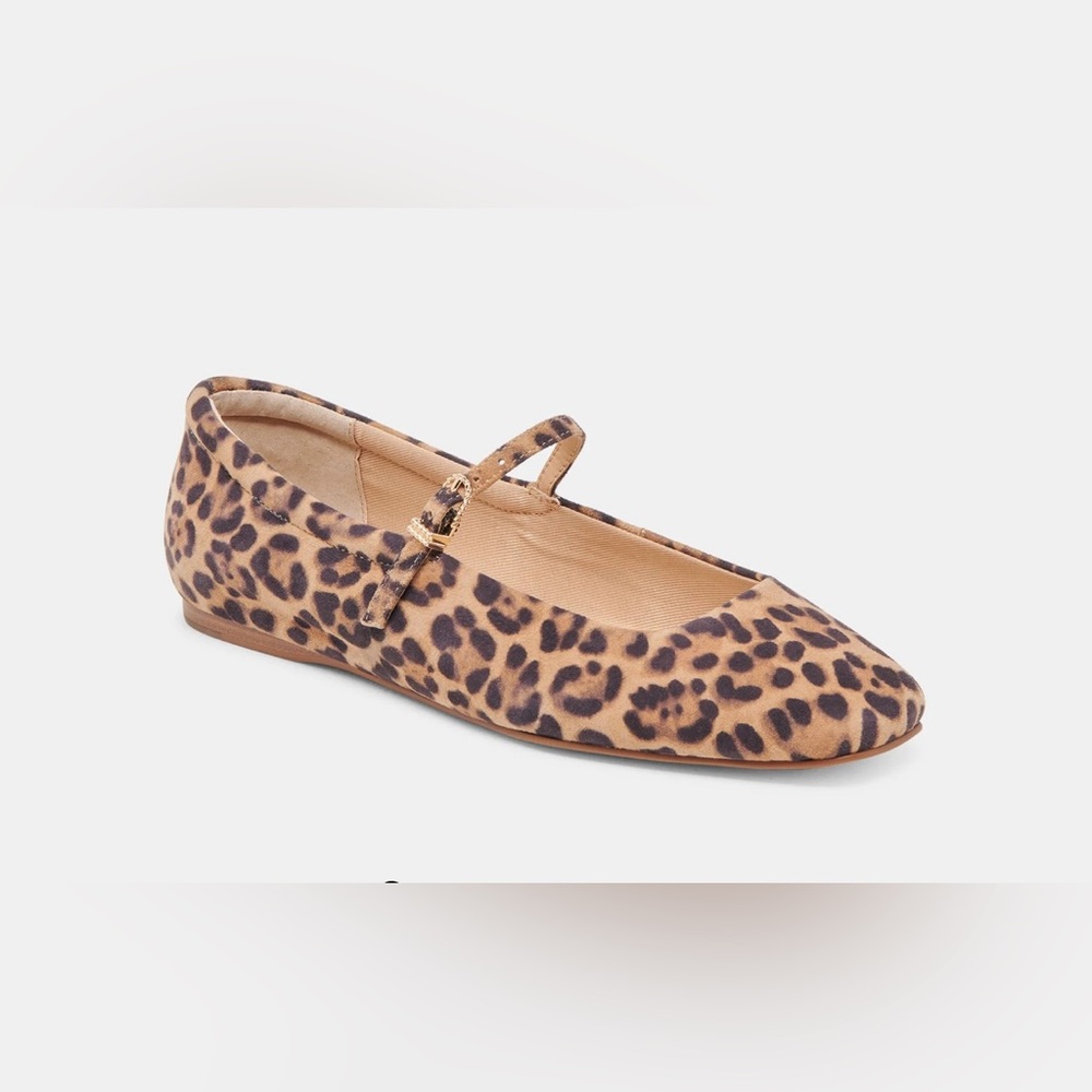 Dolce Vita Leopard Print Mary Jane Flats - Brown/Tan size 7 suede